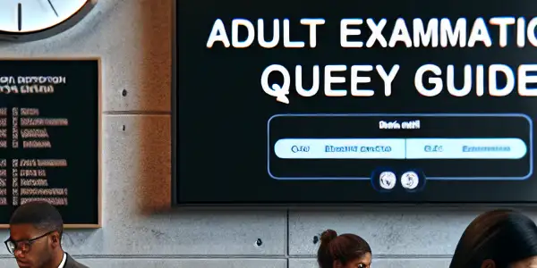 A modern office scene with diverse adults engaged in examining 2026 examination results on digital devices.