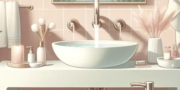 A serene modern bathroom scene emphasizing personal hygiene and wellness with elegant design elements.