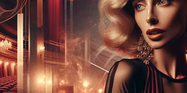 A charismatic female lead exudes confidence in a luxurious, cinematic setting, embodying allure and sophistication.