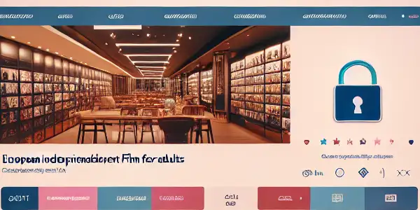 A modern online shopping interface for adult films, emphasizing security and comfort in a cozy living space.
